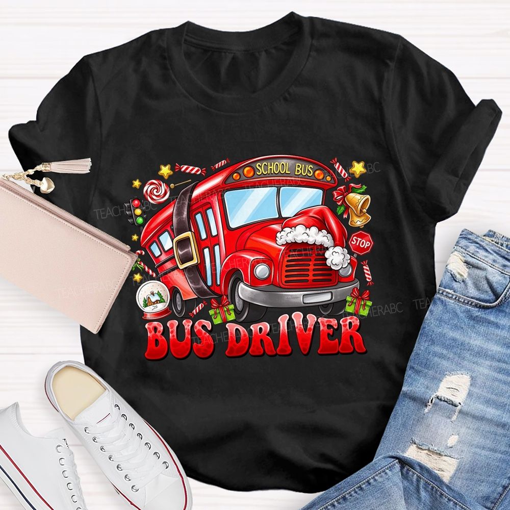 Merry Rides Bus Driver Christmas T-shirt