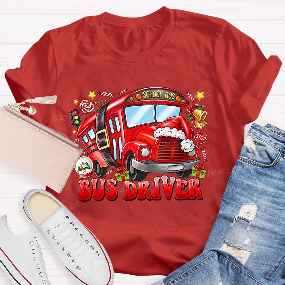 Merry Rides Bus Driver Christmas T-shirt