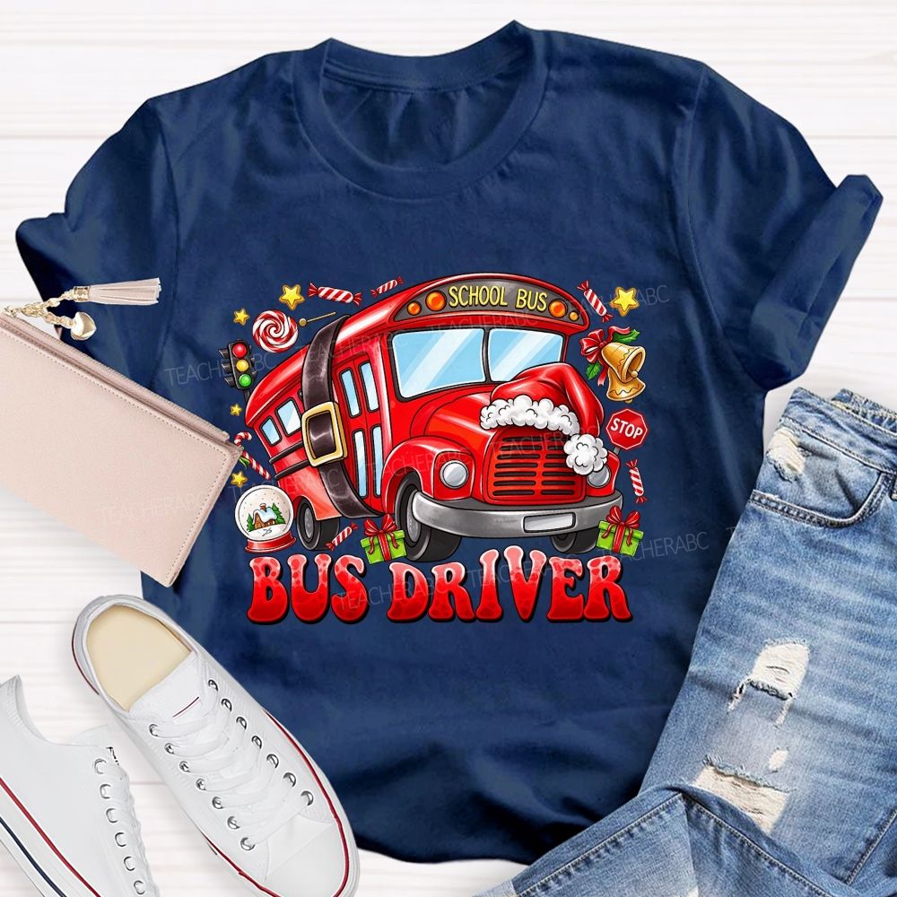 Merry Rides Bus Driver Christmas T-shirt