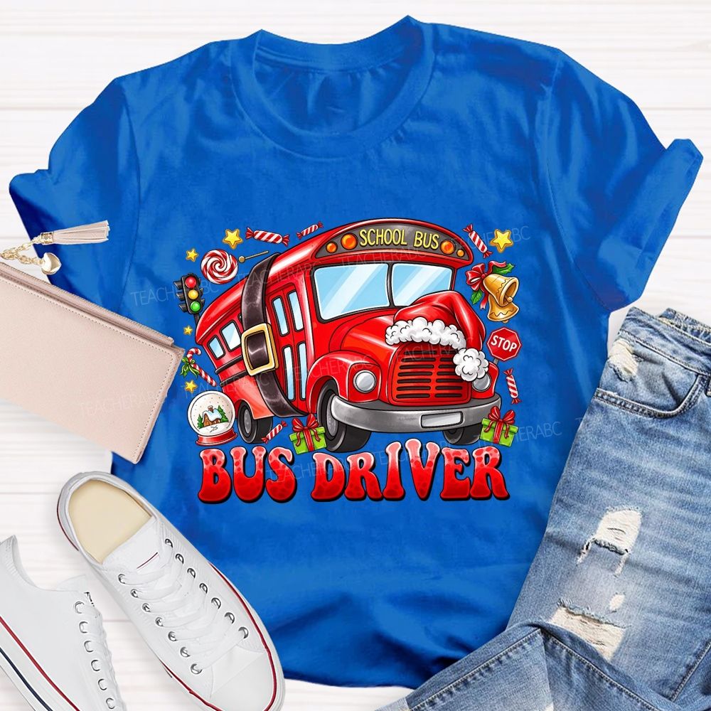 Merry Rides Bus Driver Christmas T-shirt