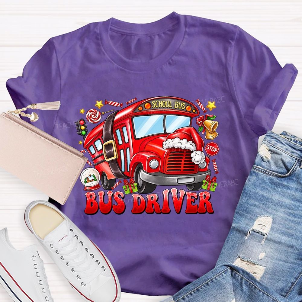 Merry Rides Bus Driver Christmas T-shirt