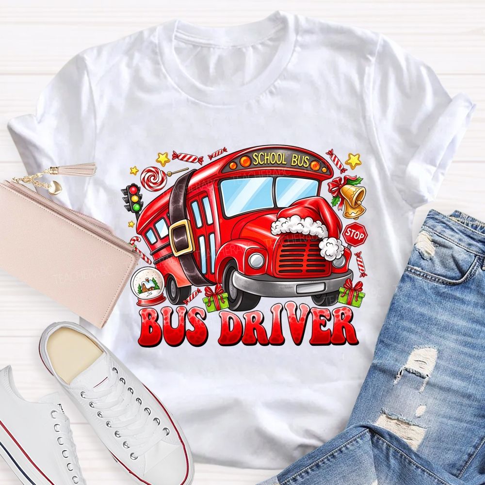 Merry Rides Bus Driver Christmas T-shirt