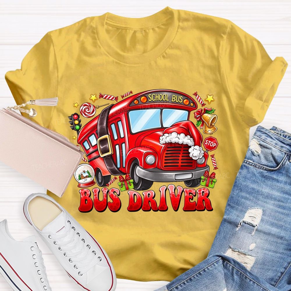 Merry Rides Bus Driver Christmas T-shirt