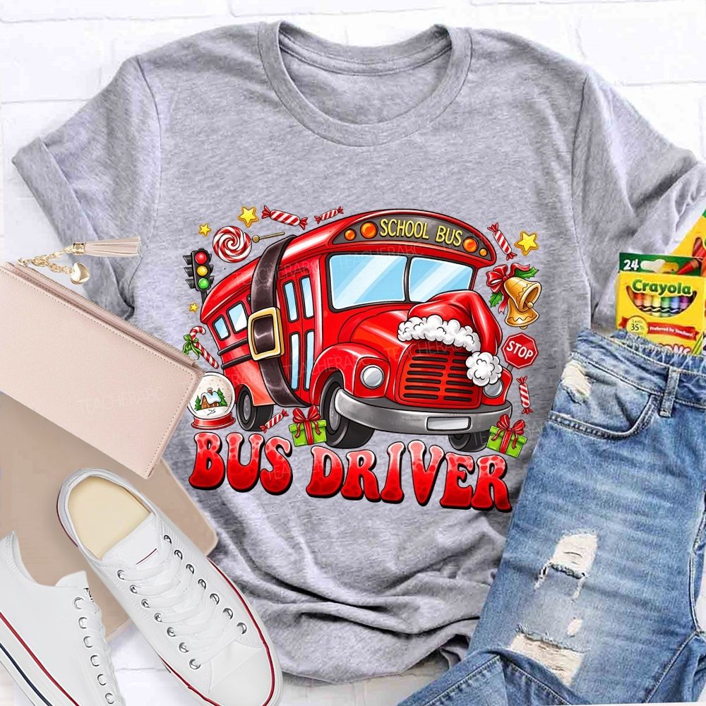 Merry Rides Bus Driver Christmas T-shirt