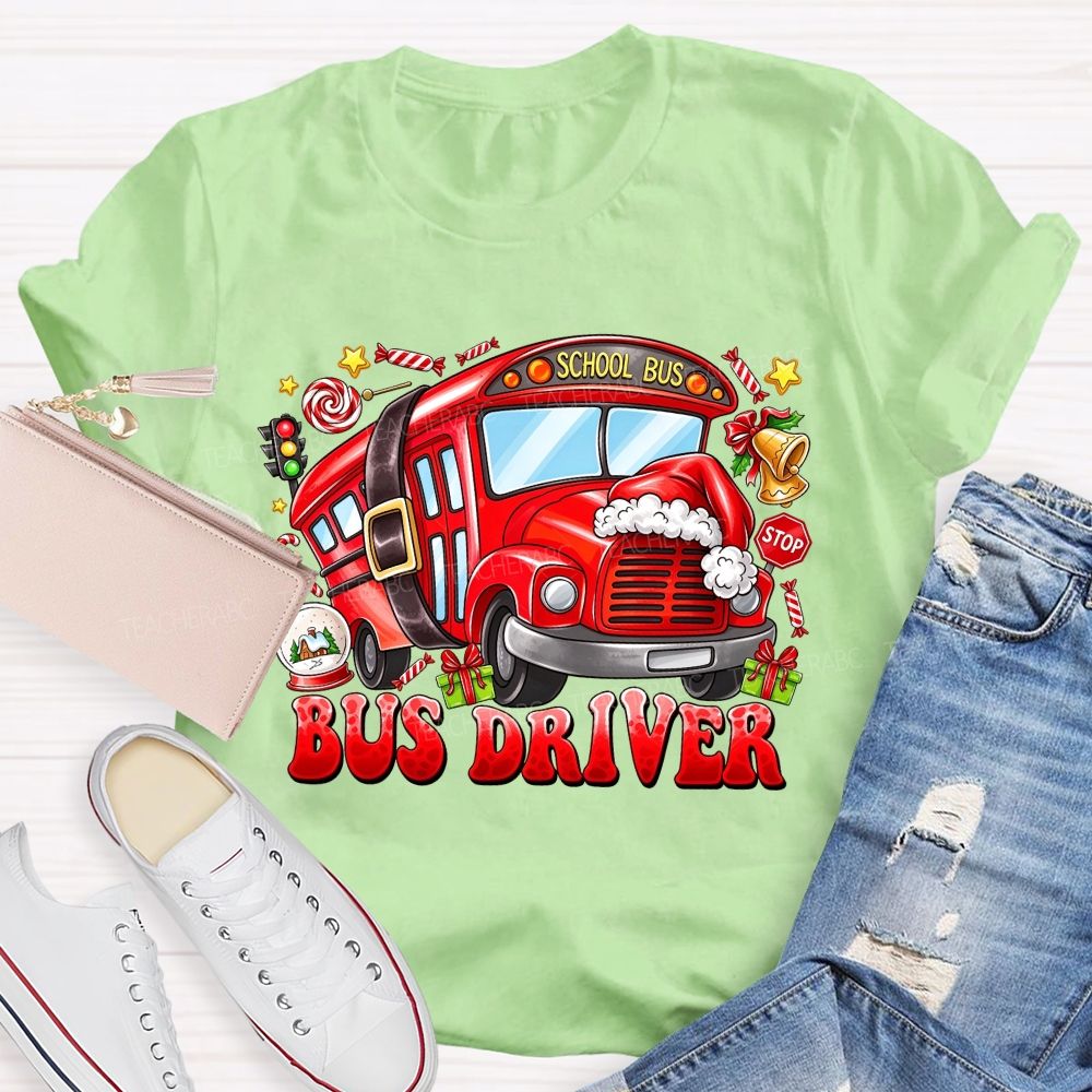 Merry Rides Bus Driver Christmas T-shirt