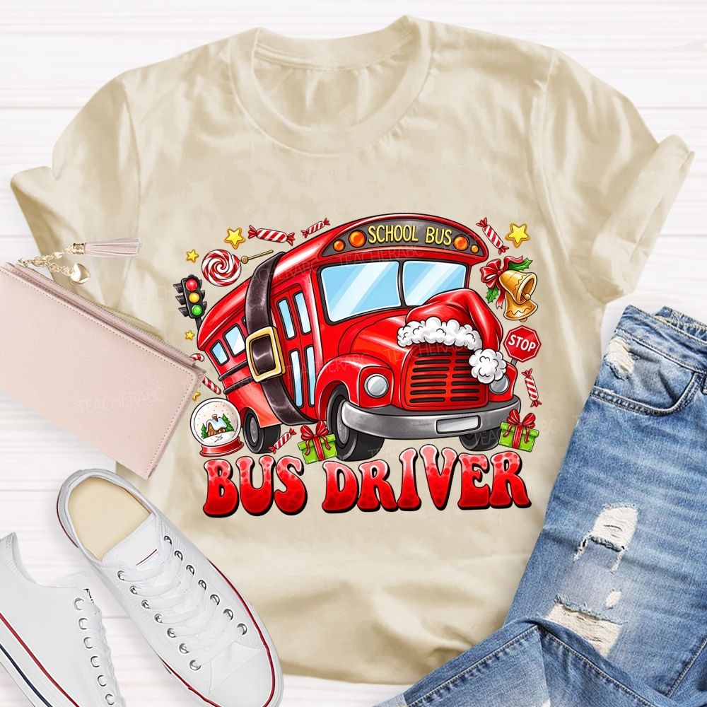 Merry Rides Bus Driver Christmas T-shirt