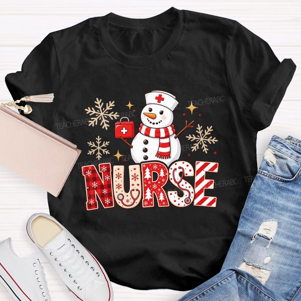Snowman Nurse Merry Christmas T-shirt