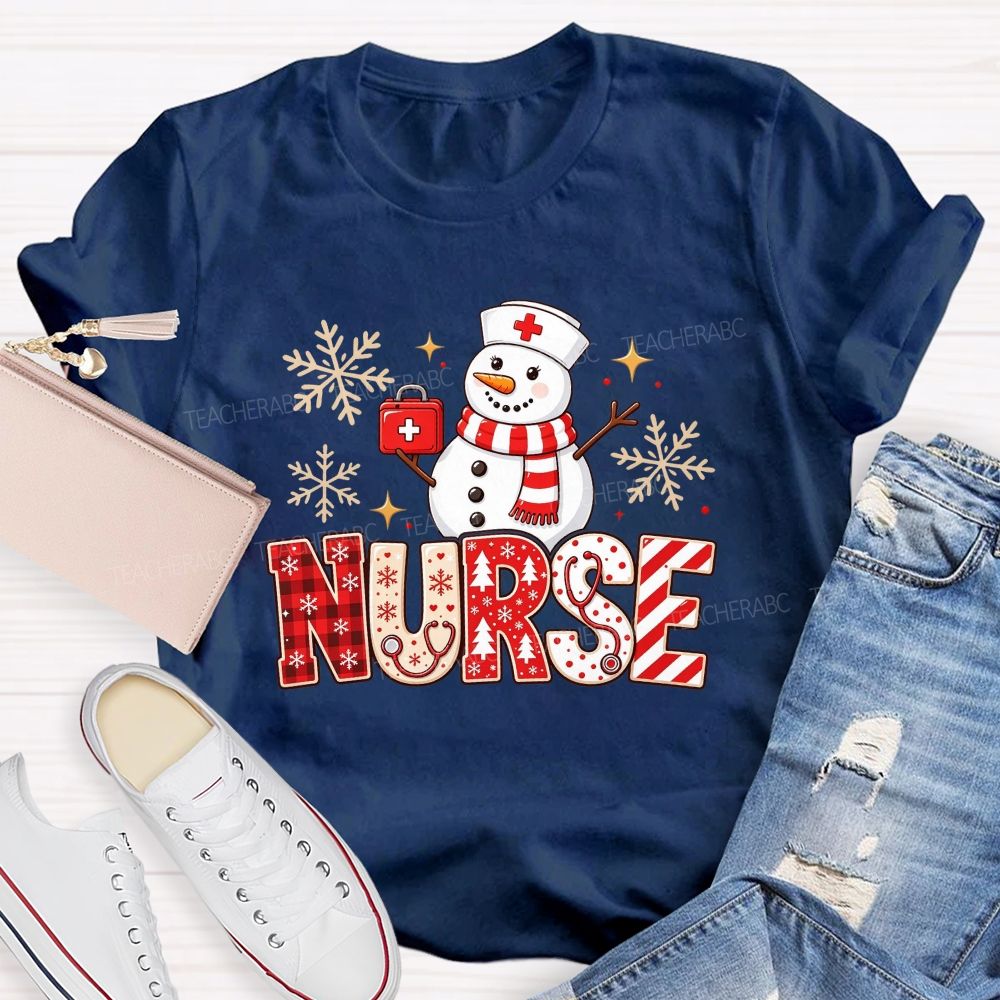Snowman Nurse Merry Christmas T-shirt