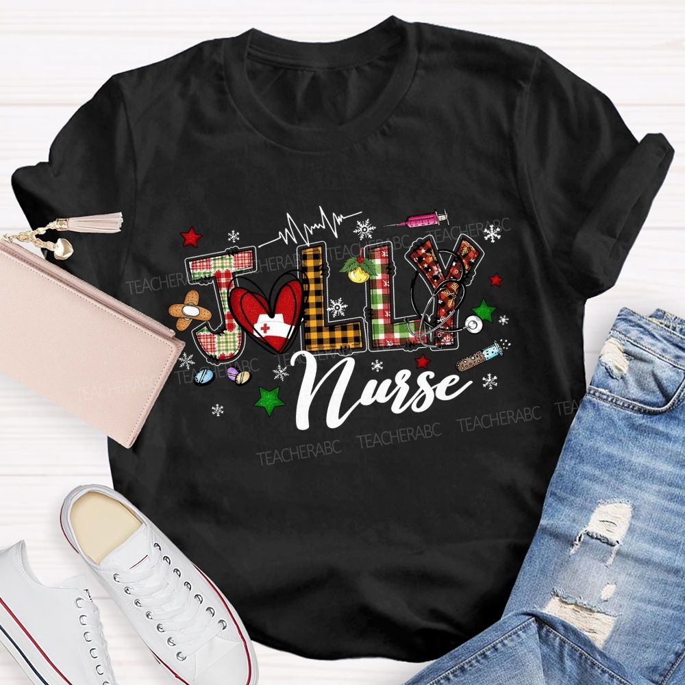 Festive Jolly Nurse Christmas T-shirt