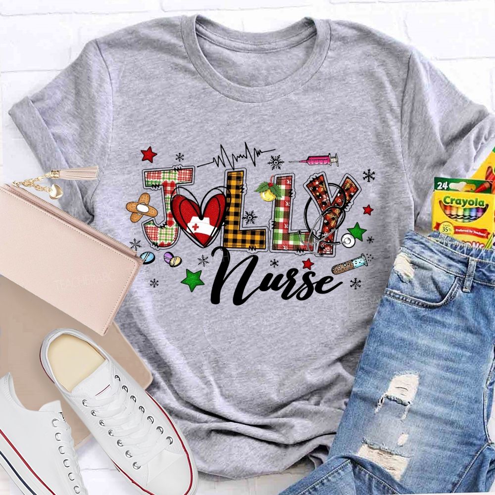 Festive Jolly Nurse Christmas T-shirt