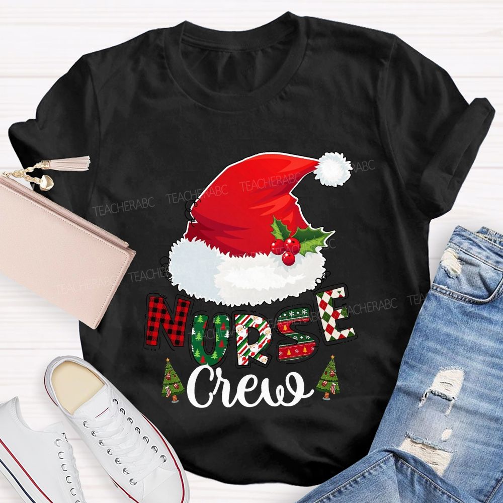 Christmas Nurse Crew Santa Hat T-shirt