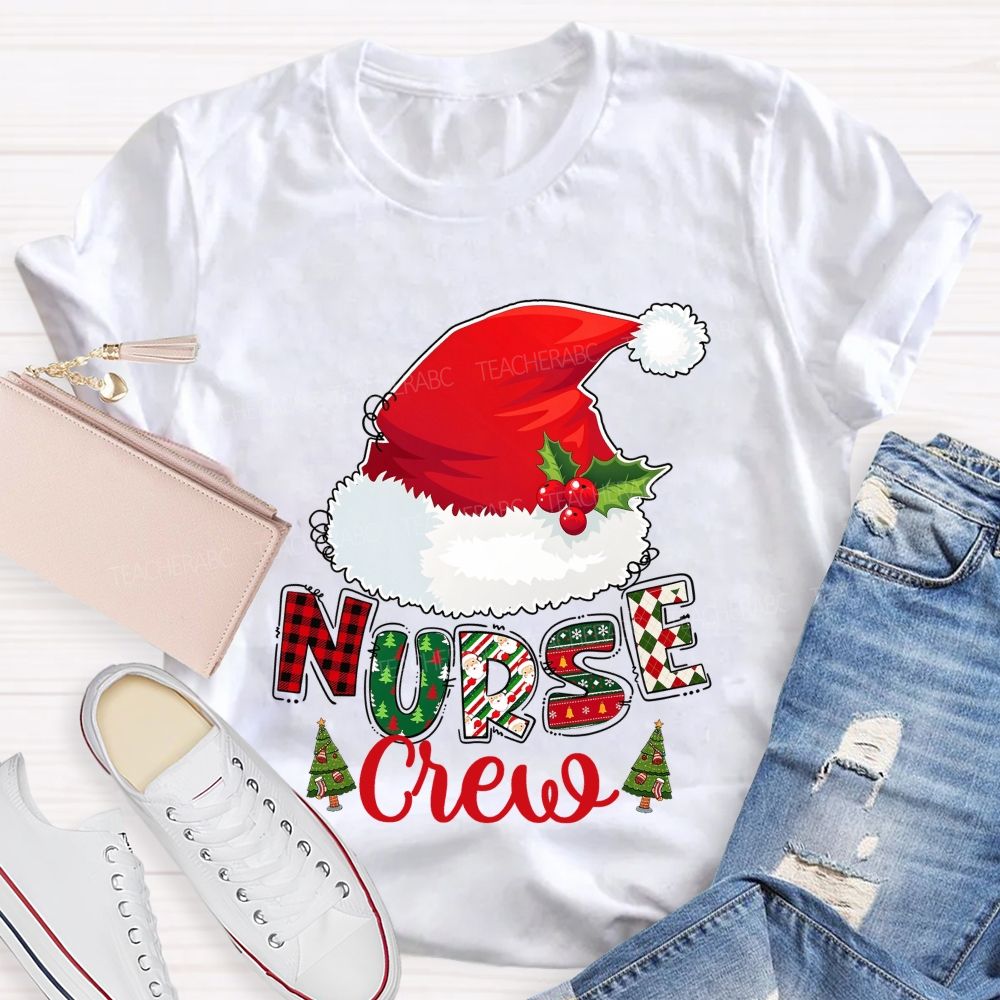 Christmas Nurse Crew Santa Hat T-shirt