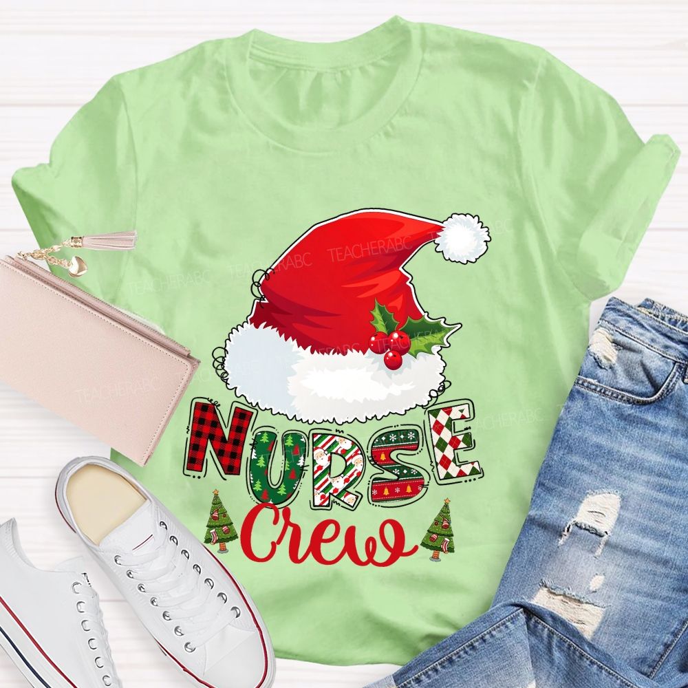 Christmas Nurse Crew Santa Hat T-shirt