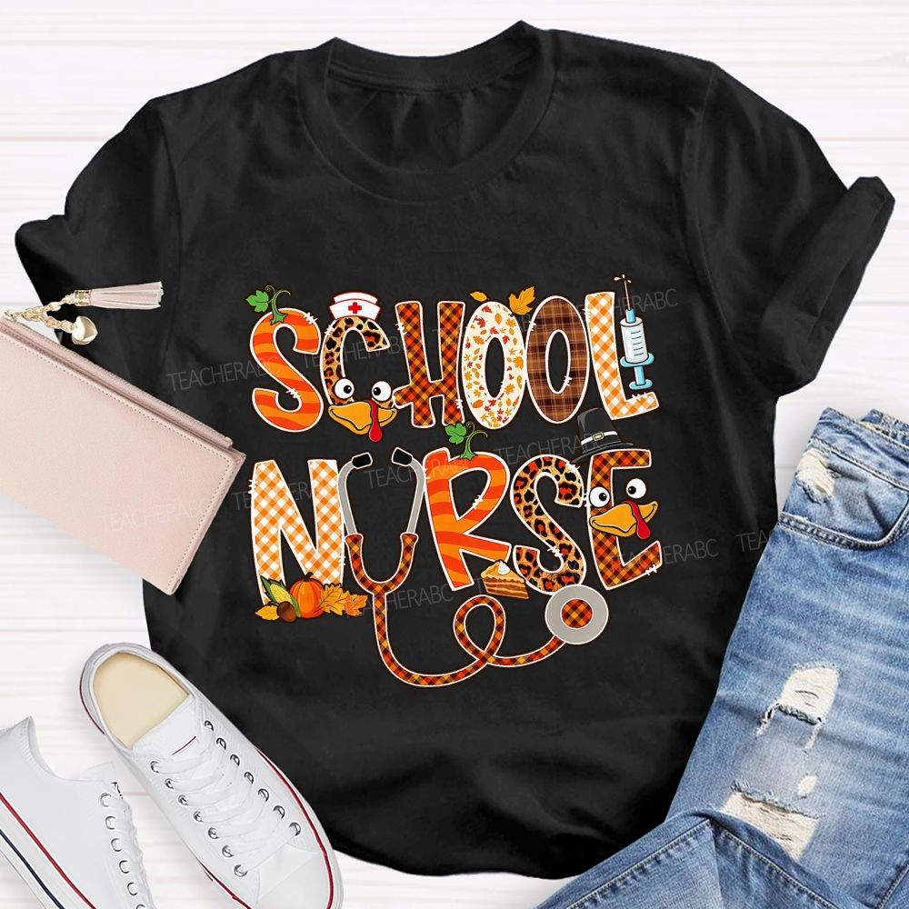 School Nurse Thanksgiving Vibes T-shirt