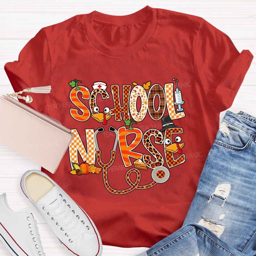 School Nurse Thanksgiving Vibes T-shirt