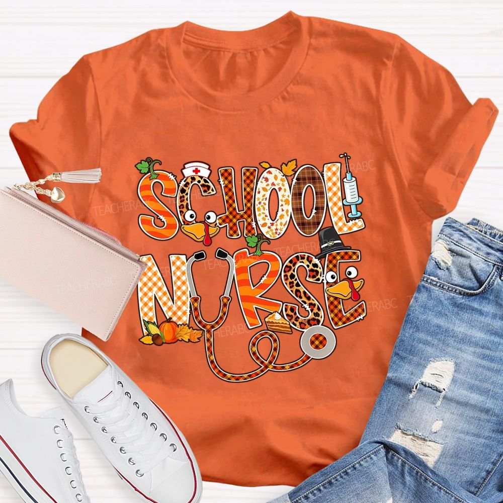 School Nurse Thanksgiving Vibes T-shirt