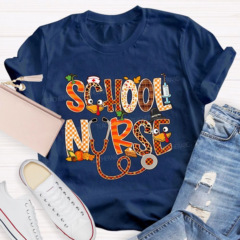 School Nurse Thanksgiving Vibes T-shirt