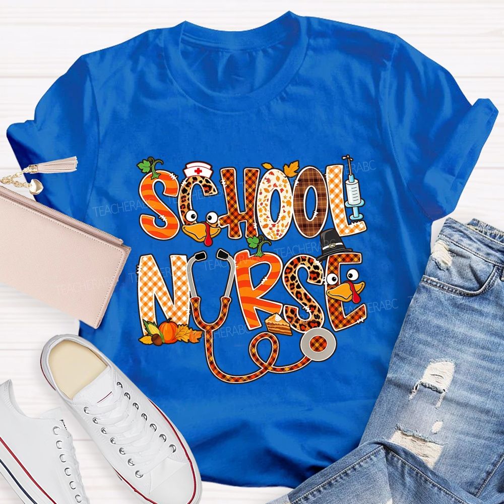 School Nurse Thanksgiving Vibes T-shirt