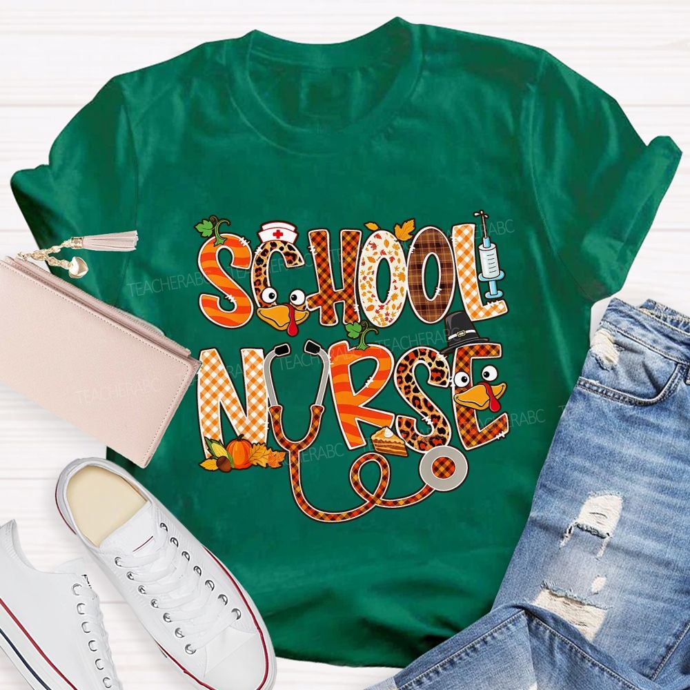 School Nurse Thanksgiving Vibes T-shirt