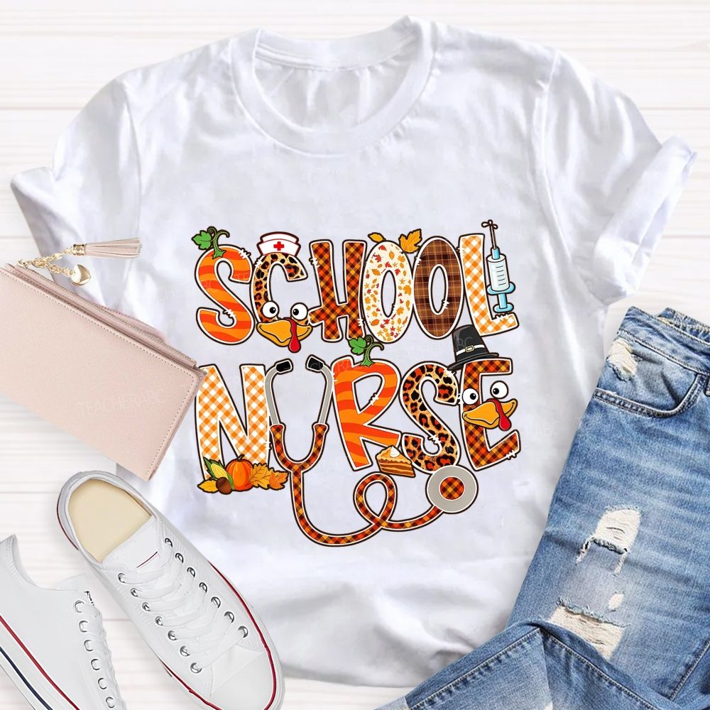 School Nurse Thanksgiving Vibes T-shirt