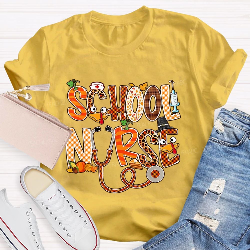 School Nurse Thanksgiving Vibes T-shirt