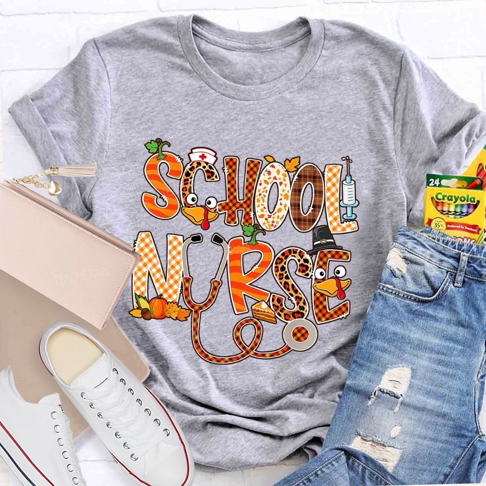 School Nurse Thanksgiving Vibes T-shirt