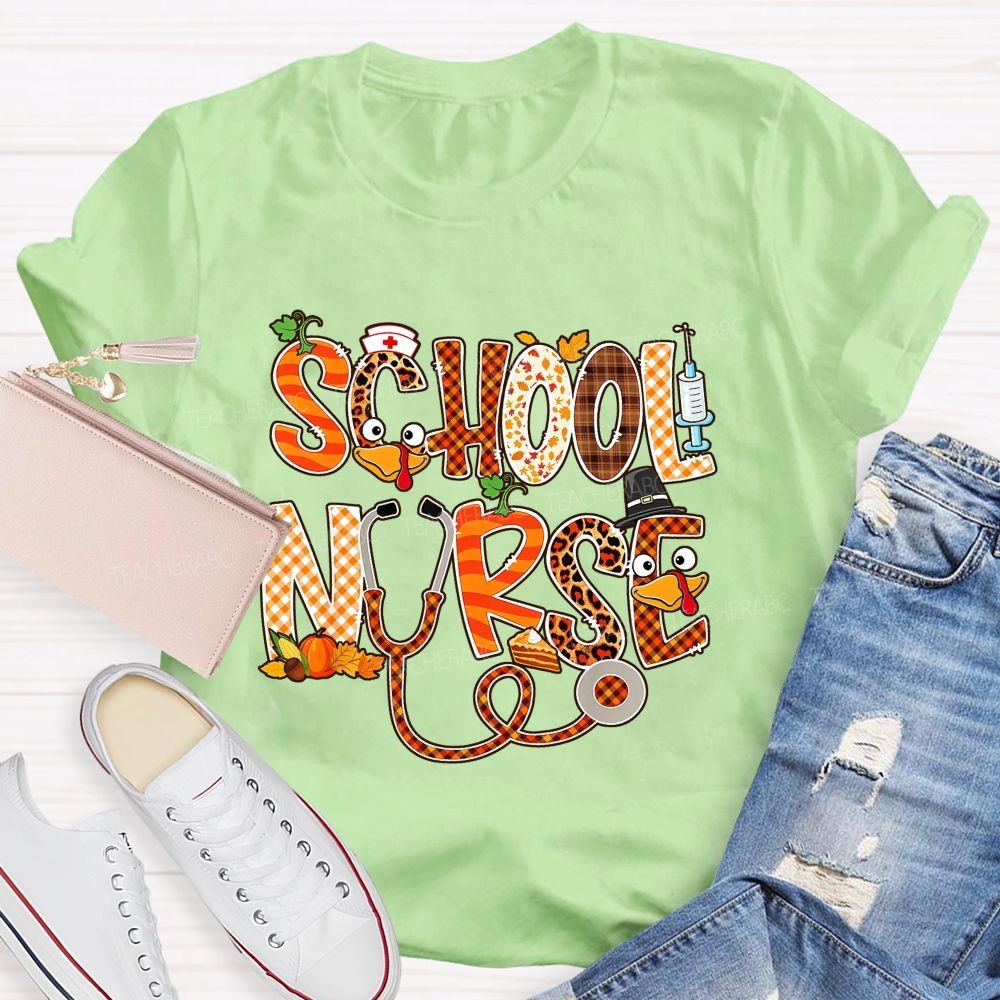 School Nurse Thanksgiving Vibes T-shirt