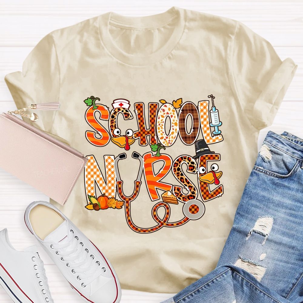 School Nurse Thanksgiving Vibes T-shirt