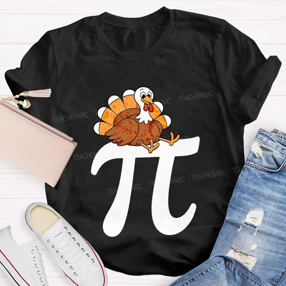 Turkey On Pi Symbol Thanksgiving Math Teacher T-shirt