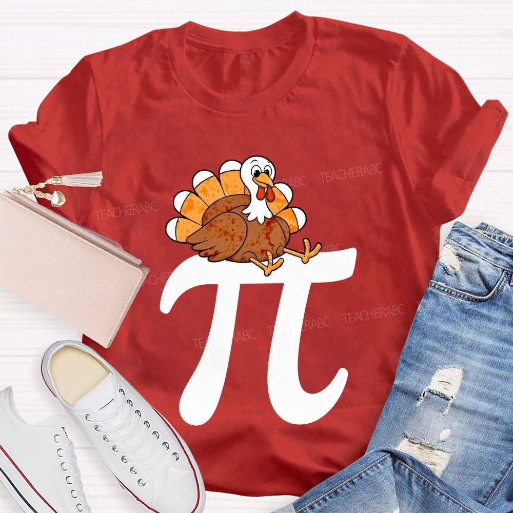 Turkey On Pi Symbol Thanksgiving Math Teacher T-shirt