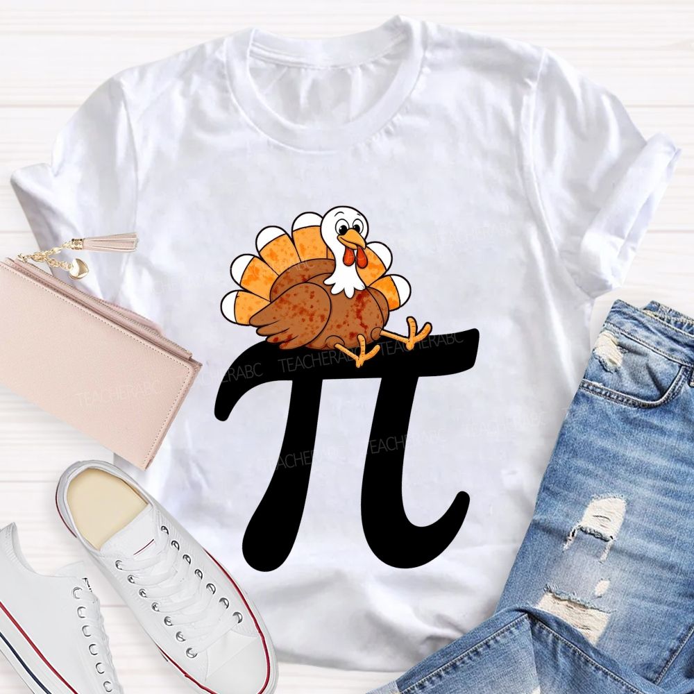 Turkey On Pi Symbol Thanksgiving Math Teacher T-shirt