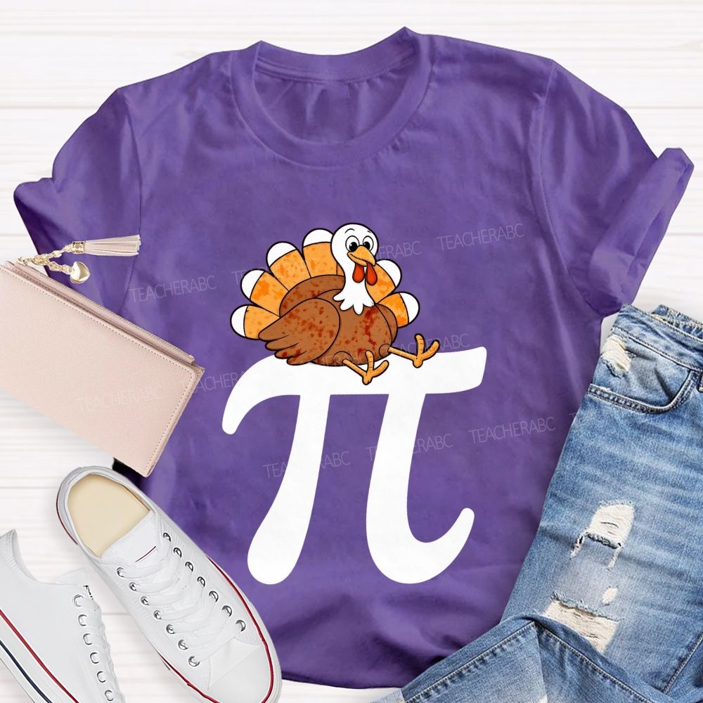 Turkey On Pi Symbol Thanksgiving Math Teacher T-shirt