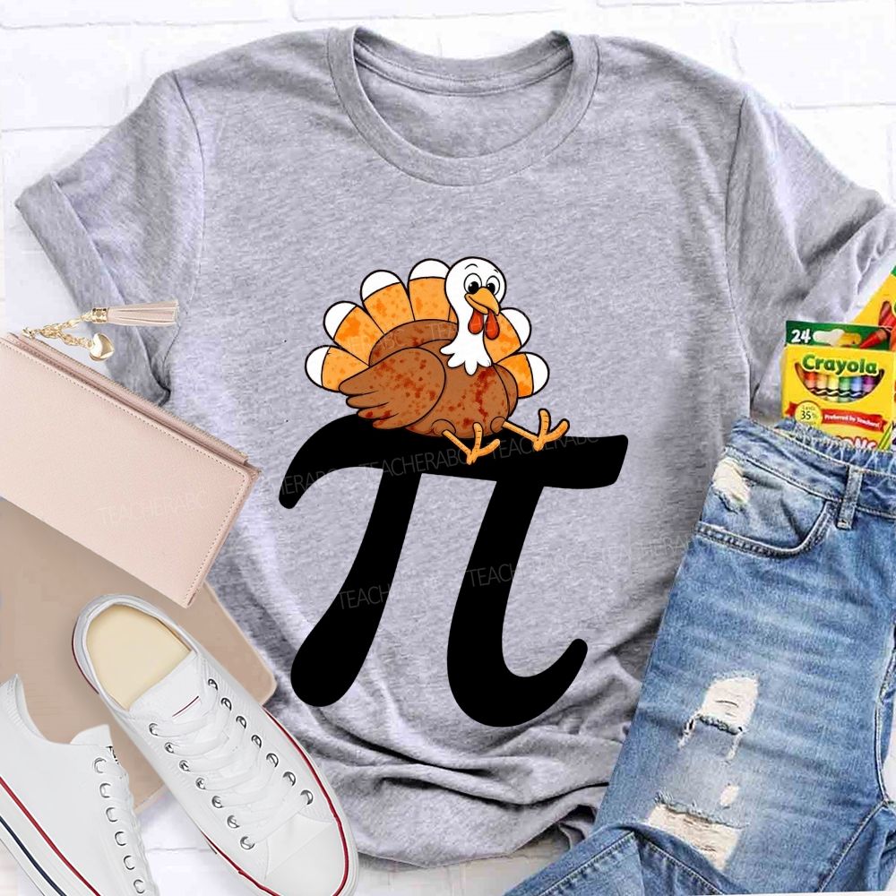 Turkey On Pi Symbol Thanksgiving Math Teacher T-shirt