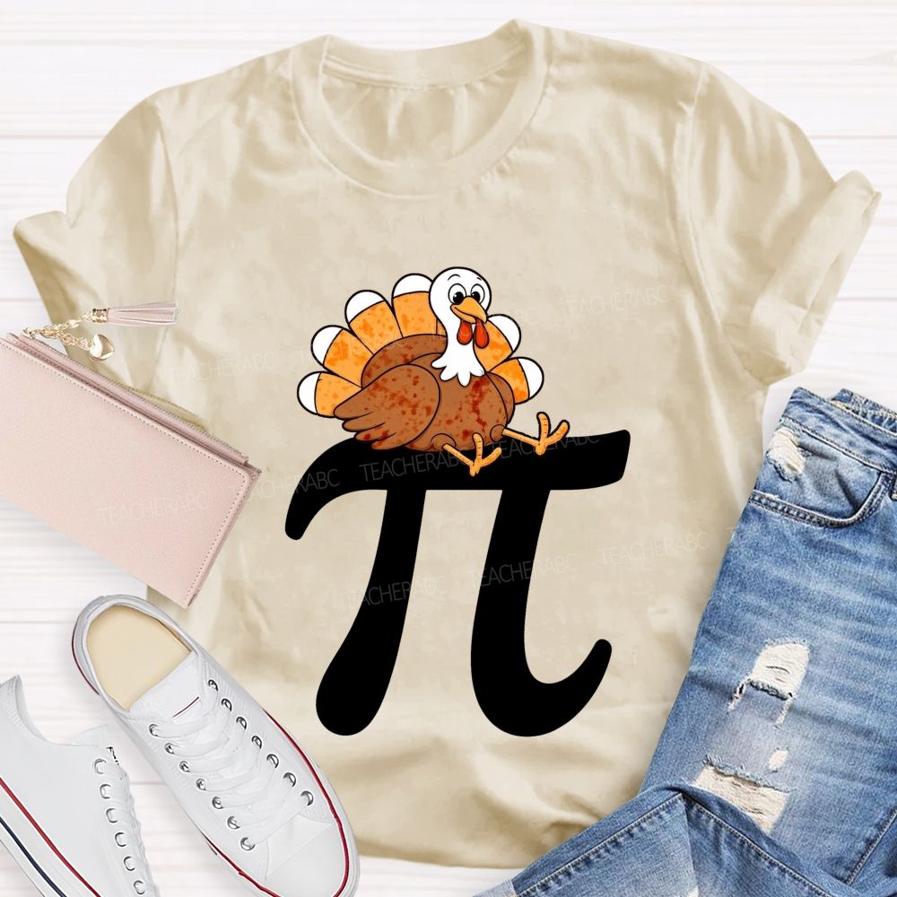 Turkey On Pi Symbol Thanksgiving Math Teacher T-shirt