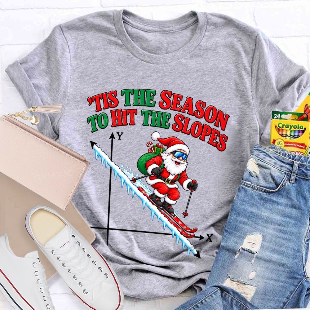 Tis The Season To Hit The Slopes Santa Math Teacher T-shirt