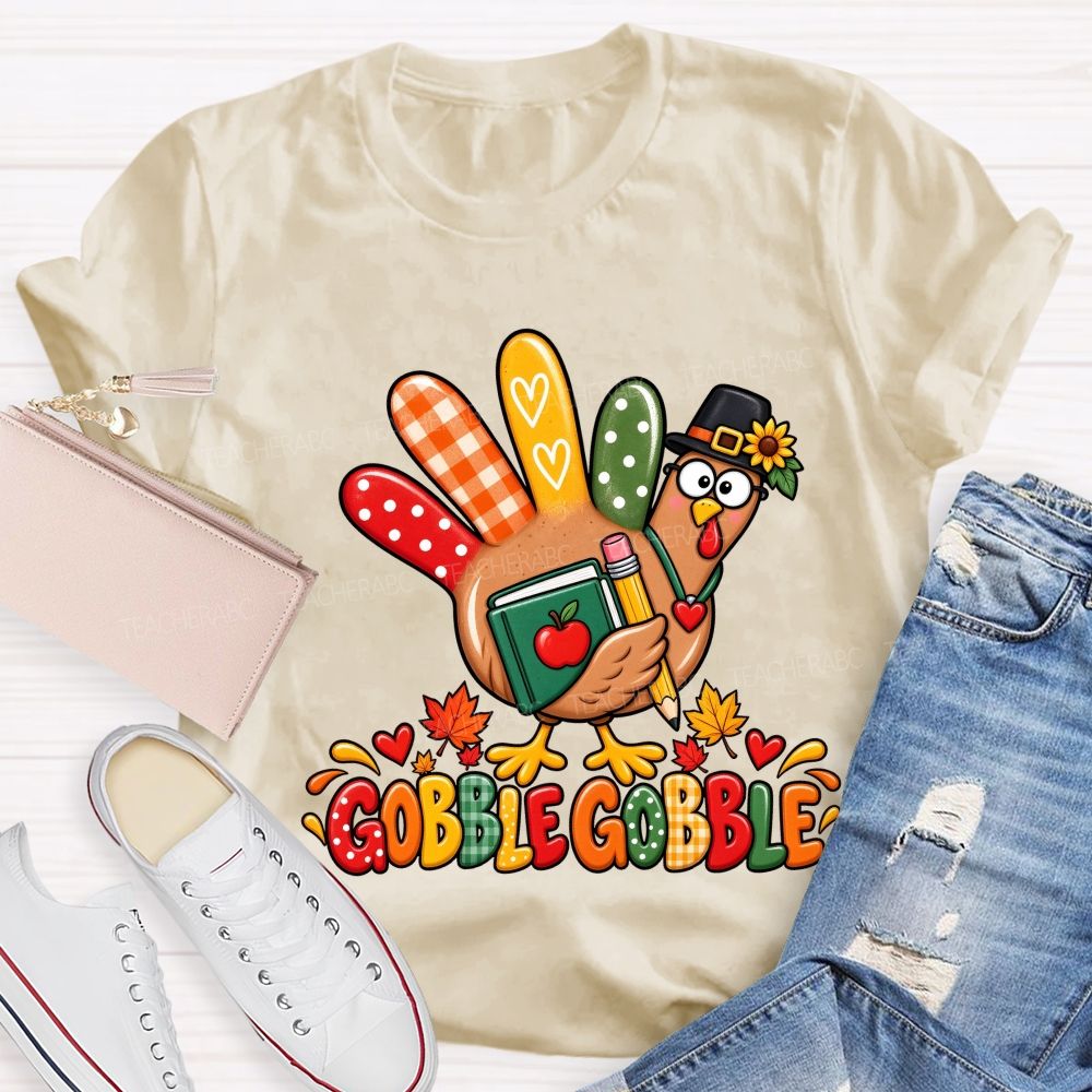 Gobble Gobble Teacher Thanksgiving Turkey Teacher T-shirt