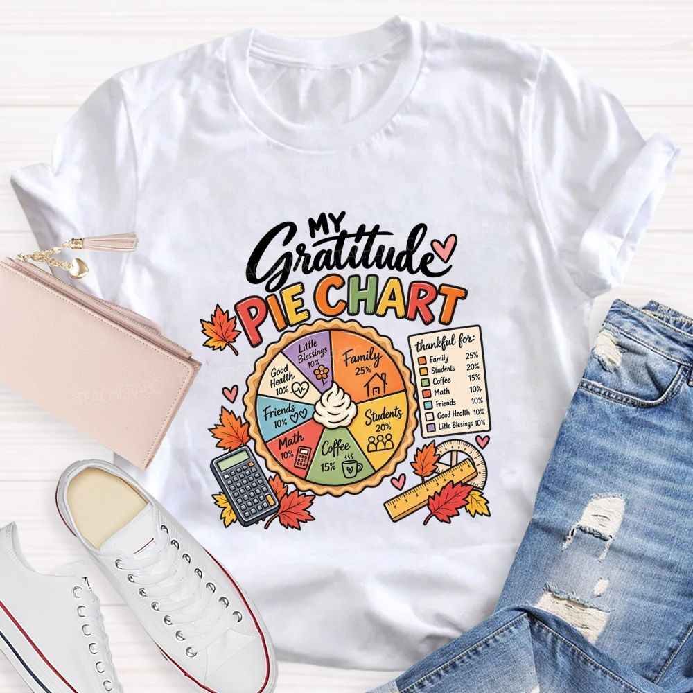 My Gratitude Pie Chart Math Teacher T-shirt