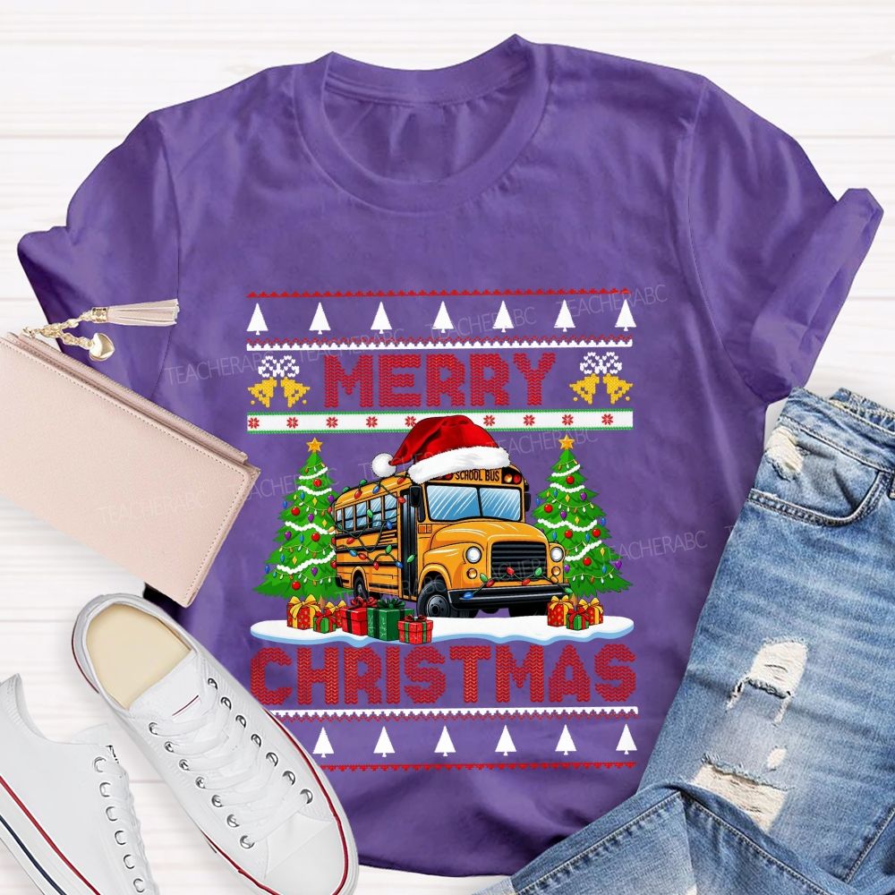 School Bus Driver Merry Christmas Holiday T-shirt