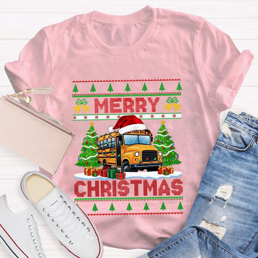 School Bus Driver Merry Christmas Holiday T-shirt