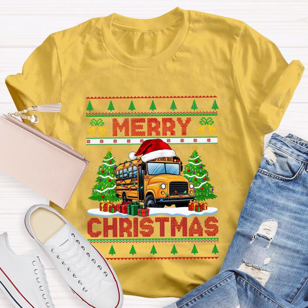 School Bus Driver Merry Christmas Holiday T-shirt