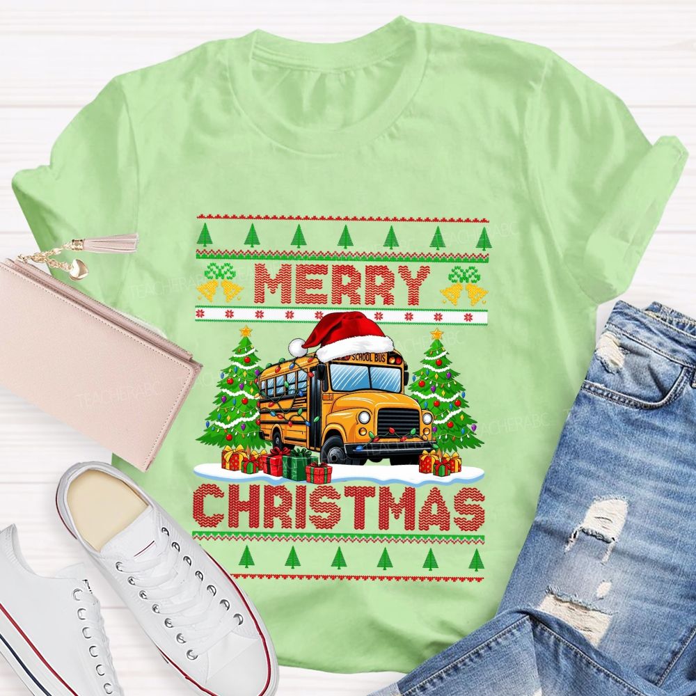 School Bus Driver Merry Christmas Holiday T-shirt
