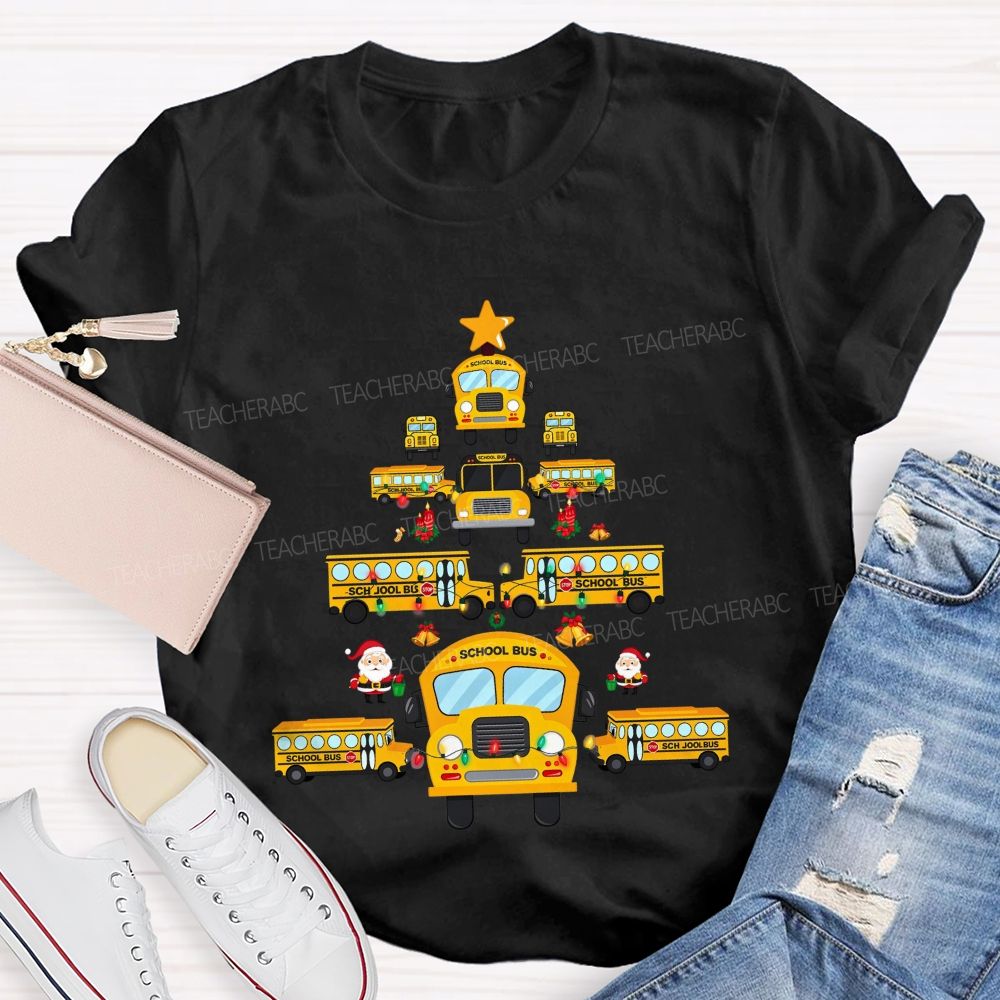 A Christmas Tree Made Of School Buses T-shirt
