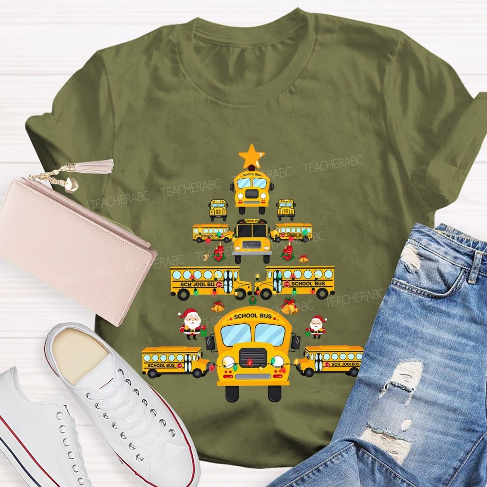 A Christmas Tree Made Of School Buses T-shirt