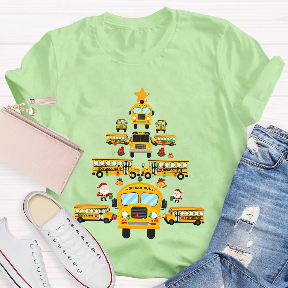 A Christmas Tree Made Of School Buses T-shirt