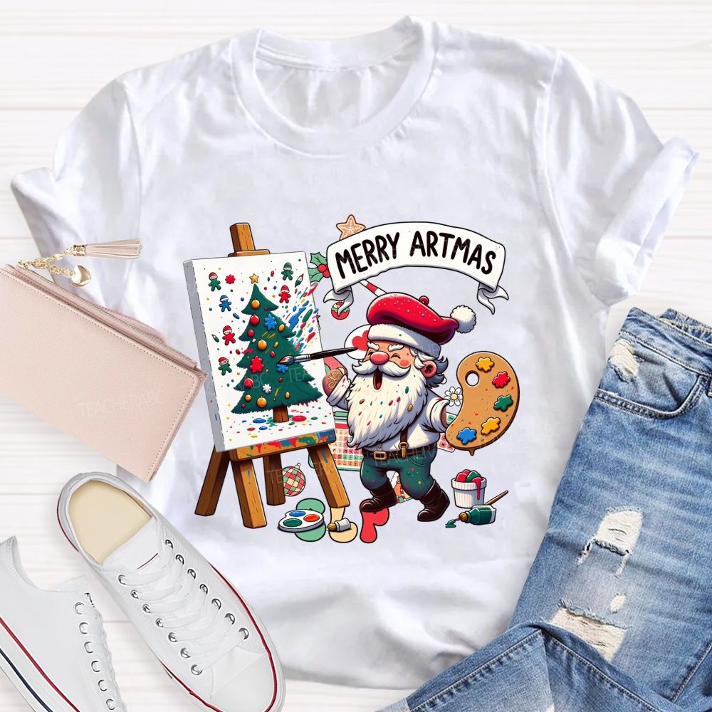 Merry Artmas Fun Christmas For Art Teachers T-shirt