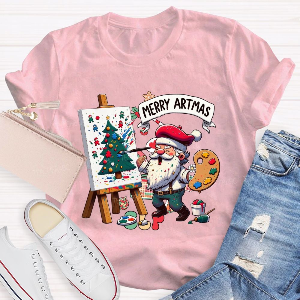 Merry Artmas Fun Christmas For Art Teachers T-shirt