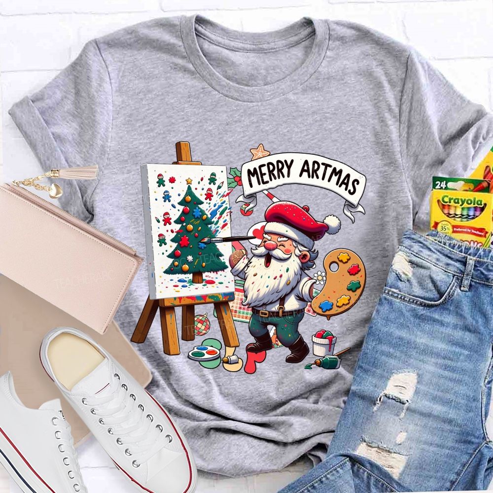 Merry Artmas Fun Christmas For Art Teachers T-shirt