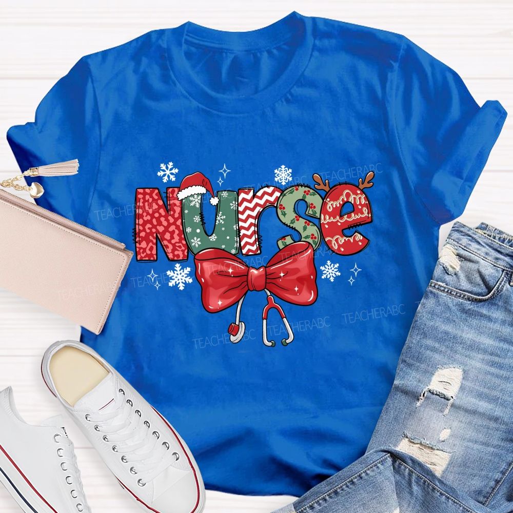 School Nurse Christmas Snow Teacher T-shirt