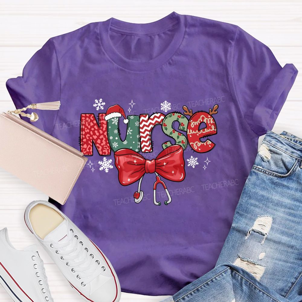 School Nurse Christmas Snow Teacher T-shirt