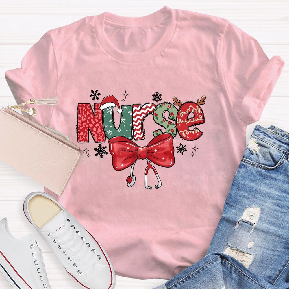 School Nurse Christmas Snow Teacher T-shirt